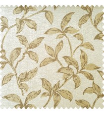 Gold brown and cream color natural floral leaf design with texture finished background polyester main curtain